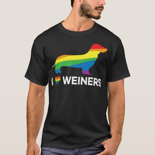I Love Weiners Dachshund LGBT Gay Lesbian Pride T-shirt (Voorkant)