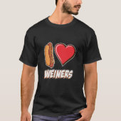 I Love Weiners Hotdog Lovers Puppy Heart Funny T-shirt (Voorkant)