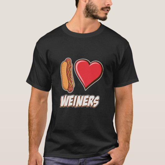 I Love Weiners Hotdog Lovers Puppy Heart Funny T-shirt (Voorkant)
