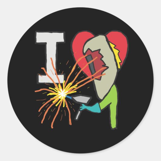 I Love Welding Ronde Sticker (Voorkant)