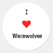 I Love Werewolves Ronde Sticker (Voorkant)