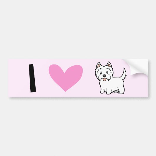 I Love West Highland White Terriers Bumpersticker (Voorkant)