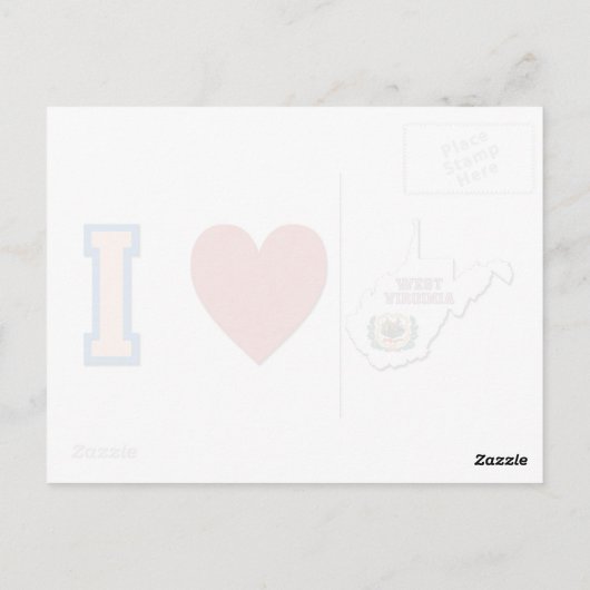 I Love West Virginia Shaped State Flag and Heart Briefkaart (Achterkant)