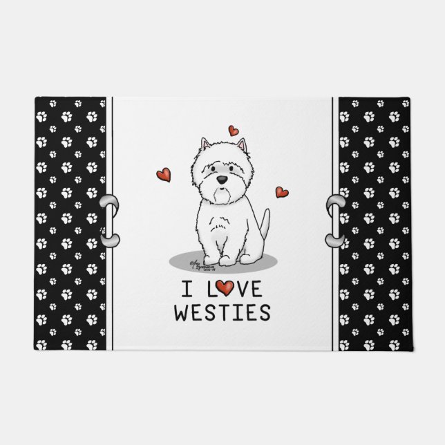 I Love Westies - West Highland White Terriers Deurmat (Voorkant)