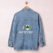 I Love Wexford Ireland Eire Flag Heart Shamrock Ir Denim Jacket (Hangar)
