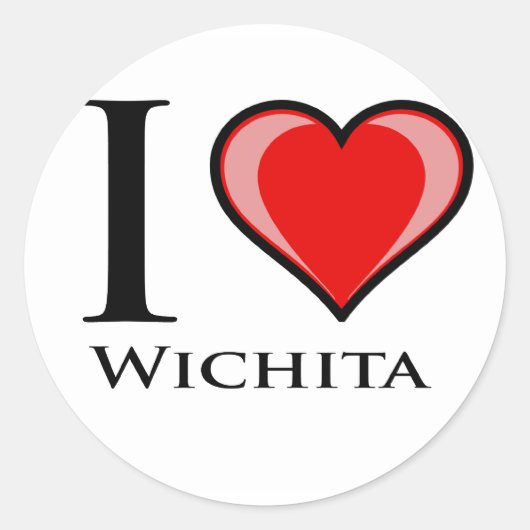 I Love Wichita Ronde Sticker (Voorkant)