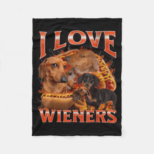 I Love Wieners Funny Offensive Dachshund Bootleg G Fleece Deken (Voorkant)