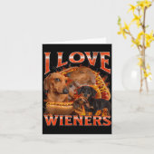 I Love Wieners Funny Offensive Dachshund Bootleg G Kaart (Gele Bloem)