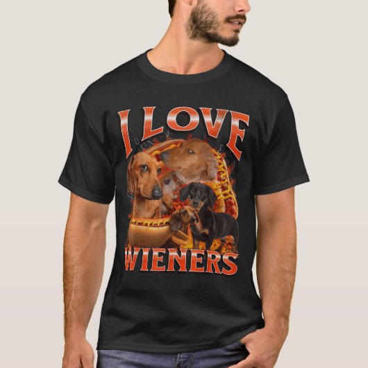 I Love Wieners Funny Offensive Dachshund Bootleg G T-shirt (Voorkant)