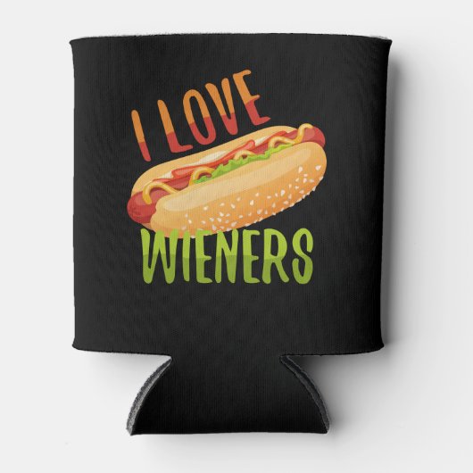 I Love Wieners Grilling Hotdog Camping Funny Blikjeskoeler (Voorkant)