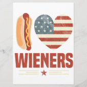 I Love Wieners Usa Flag Hot Dog Heart Barbeque 4Th Menu (Voorkant)