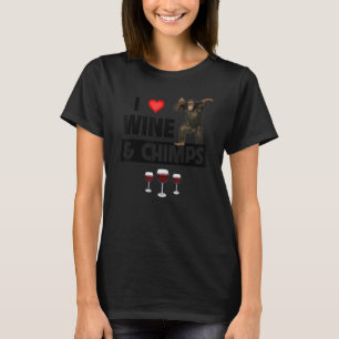 I Love Wine and Chimps Drink Chimpansee Monkey T-shirt