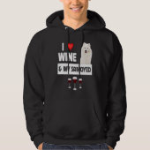 I Love Wine and My Samoyed Herding Paws Mom Dad Dr Hoodie (Voorkant)
