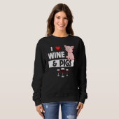 I Love Wine and Pigs Funny Farming Drinking Farm A Trui (Voorkant volledig)
