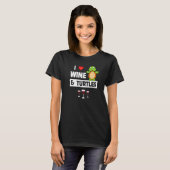 I Love Wine and Turtles Drink Glass Tortoise Re T-shirt (Voorkant volledig)