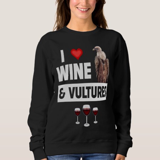 I Love Wine and Vultures Condor Bird Watching Drin Trui (Voorkant)