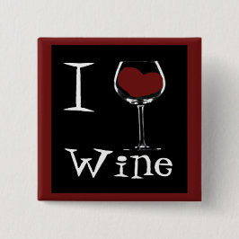 I Love Wine-Heart Vierkante Button 5,1 Cm