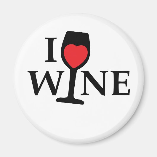 i love wine, ik hou van wijn met rood hartje magneet (Voorkant)