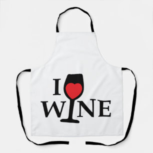i love wine, ik hou van wijn met rood hartje schort