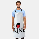 i love wine, ik hou van wijn met rood hartje schort (Gedragen)
