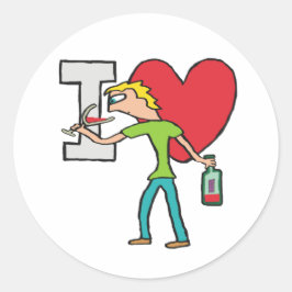 I Love Wine Ronde Sticker