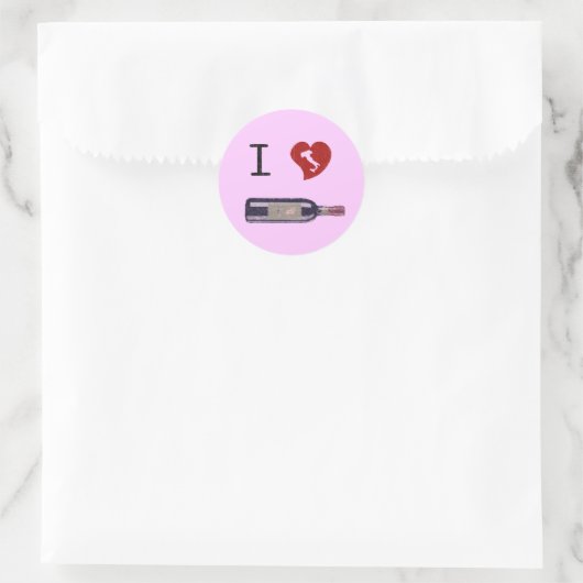 I Love Wine Ronde Sticker (Tas)
