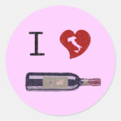I Love Wine Ronde Sticker (Voorkant)