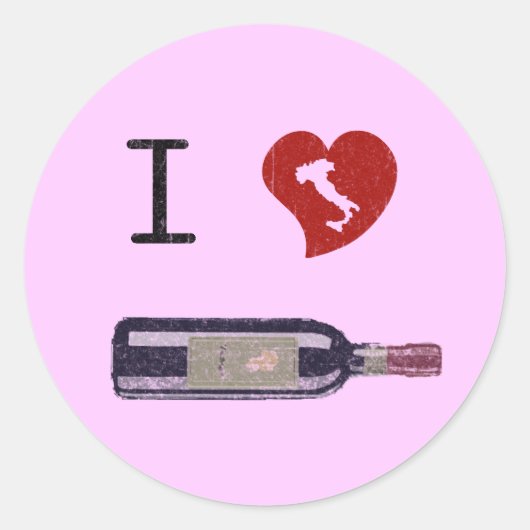I Love Wine Ronde Sticker (Voorkant)