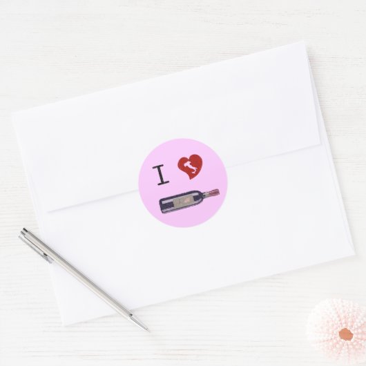 I Love Wine Ronde Sticker (Envelop)