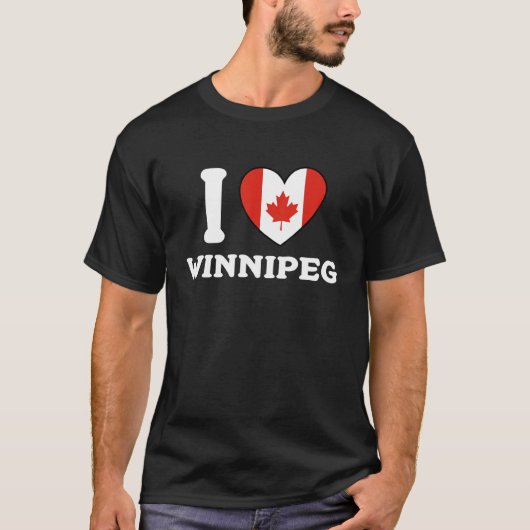 I Love Winnipeg Canada Heart Flag T-shirt (Voorkant)