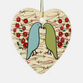 I Love Winter Birds and Berries Personalized Keramisch Ornament (Rechts)