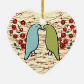 I Love Winter Birds and Berries Personalized Keramisch Ornament (Voorkant)