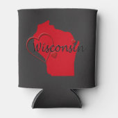 I Love Wisconsin Hearts Map Blikjeskoeler (Voorkant)