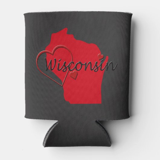 I Love Wisconsin Hearts Map Blikjeskoeler (Voorkant)