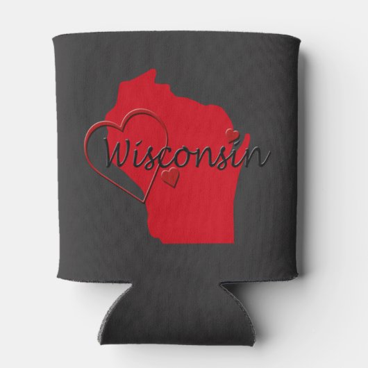 I Love Wisconsin Hearts Map Blikjeskoeler (Achterkant)
