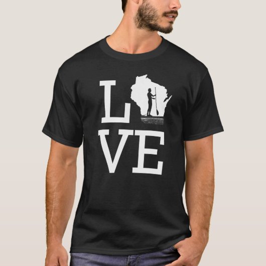 I Love Wisconsin Kayaking T-shirt (Voorkant)