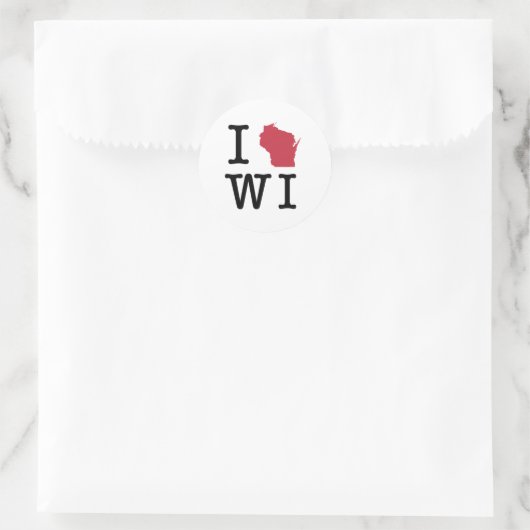 I Love Wisconsin Ronde Sticker (Tas)