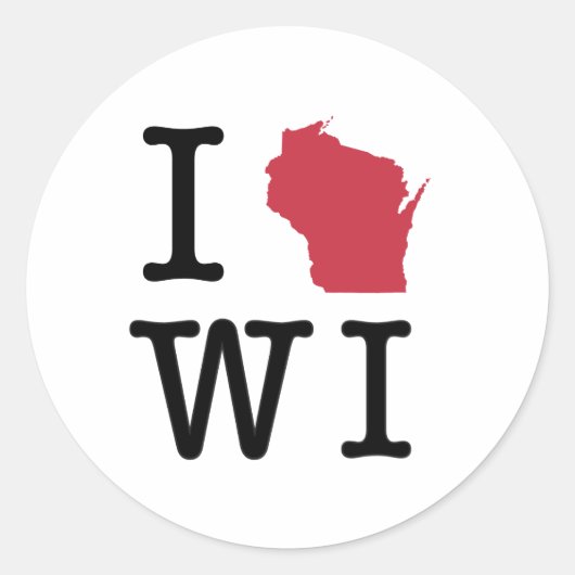 I Love Wisconsin Ronde Sticker (Voorkant)