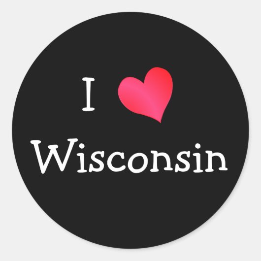 I Love Wisconsin Ronde Sticker (Voorkant)