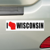 I Love Wisconsin Shape Bumpersticker (Op auto)