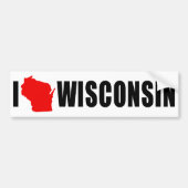 I Love Wisconsin Shape Bumpersticker (Voorkant)