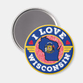 I Love Wisconsin State Map and Flag Magneet (Voorkant / Achterkant)
