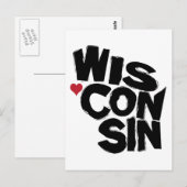 I Love Wisconsin State Map Art Briefkaart (Voorkant / Achterkant)