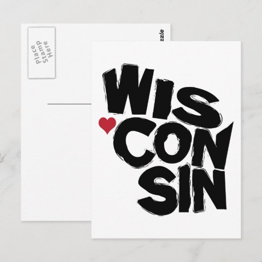 I Love Wisconsin State Map Art Briefkaart (Voorkant / Achterkant)