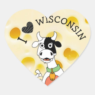 I Love Wisconsin Swiss Cheese and Cow Stickers