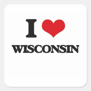 I Love Wisconsin Vierkante Sticker