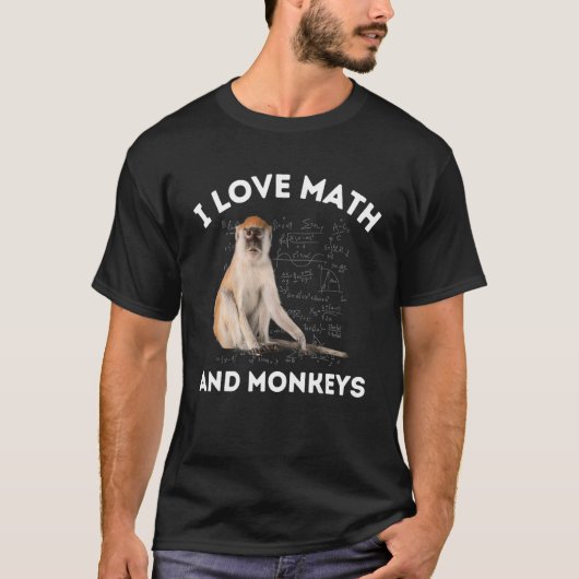 I Love Wiskunde and Monkey Lover Algebra Teach T-shirt (Voorkant)