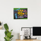 I Love Wiskunde Chalk Drawings Blackboard Personat Poster (Thuiskantoor)