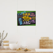 I Love Wiskunde Chalk Drawings Blackboard Personat Poster (Keuken)