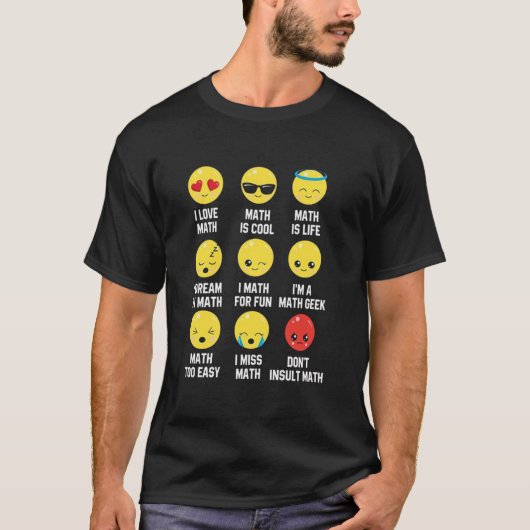 I Love Wiskunde Emoji Emoticons, Teacher Mathletes T-shirt (Voorkant)